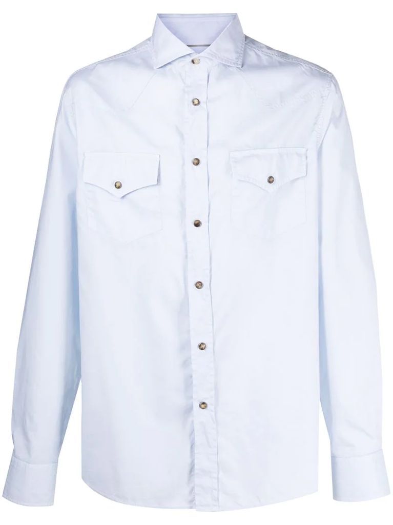 flap pockets buttoned shirt