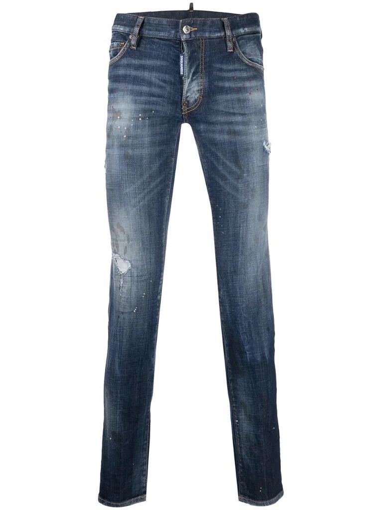 Bros patch distressed jeans