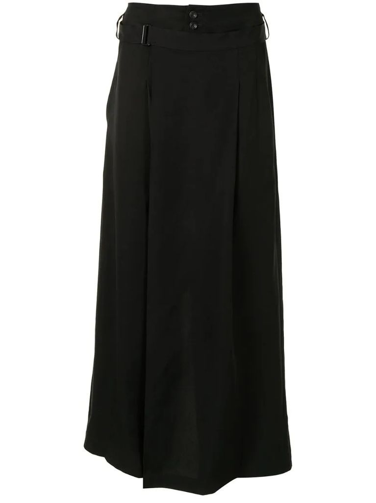 belted overlay-skirt trousers