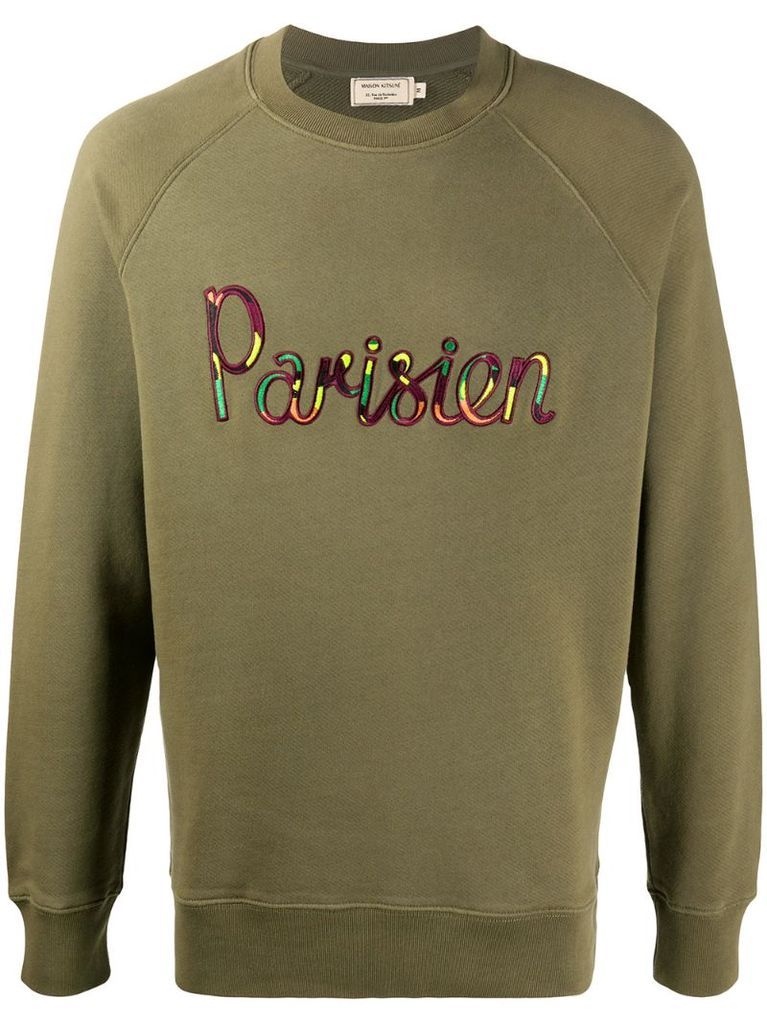 Parisien-embroidered cotton sweatshirt