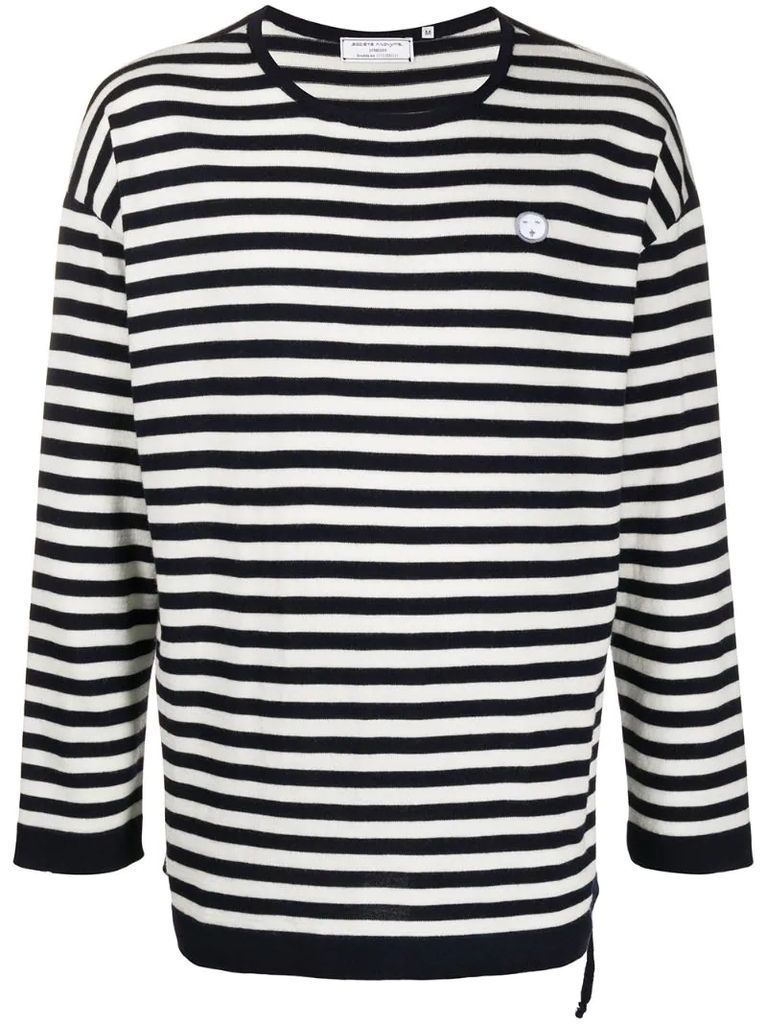 crew neck striped pattern sweatshirt