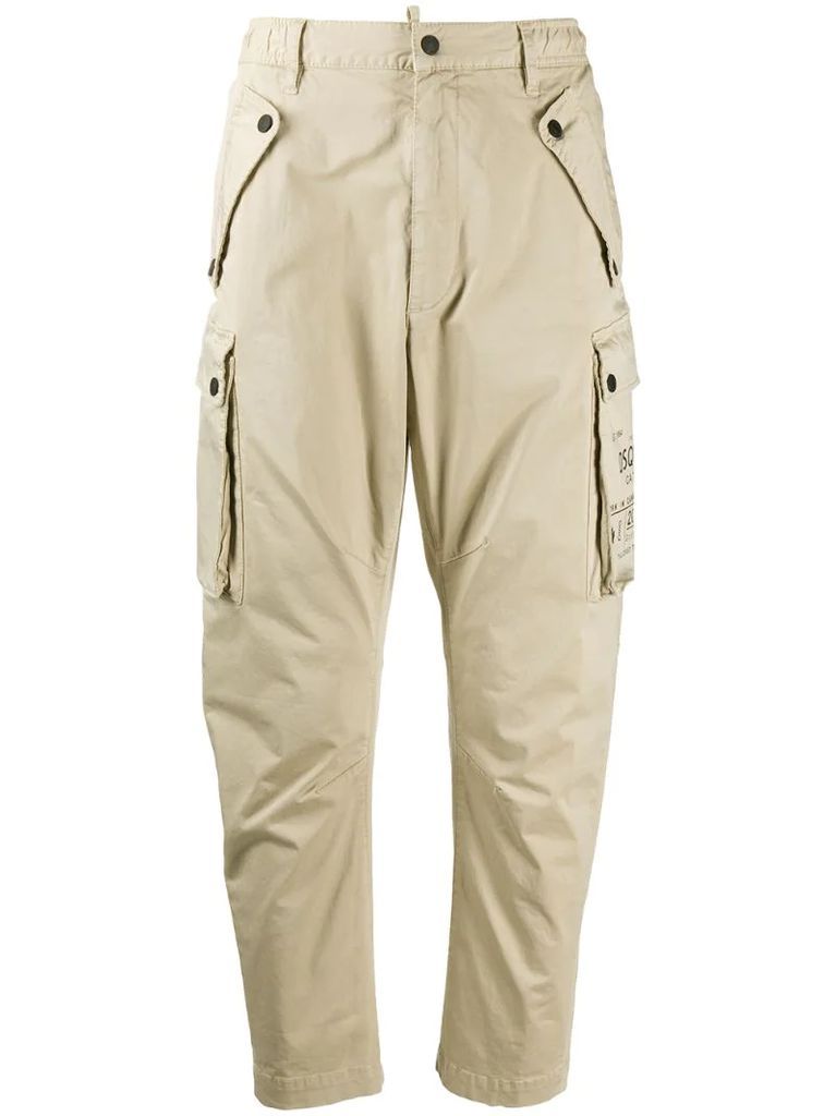 logo print tapered cargo trousers