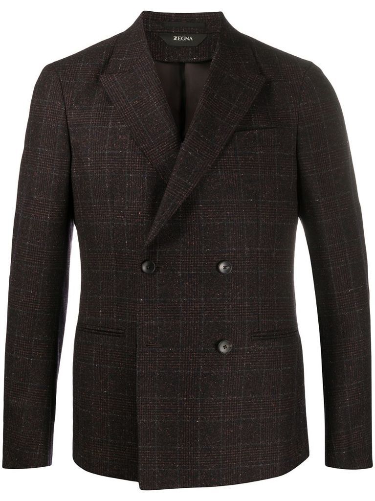 checked double-breasted blazer