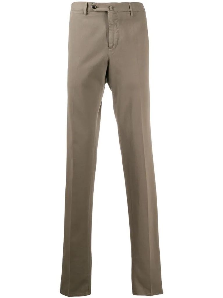 straight leg buttoned trousers