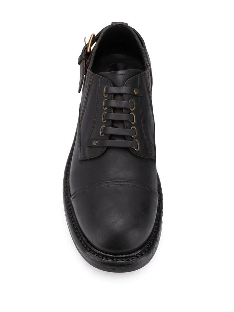 leather buckle Derby shoes