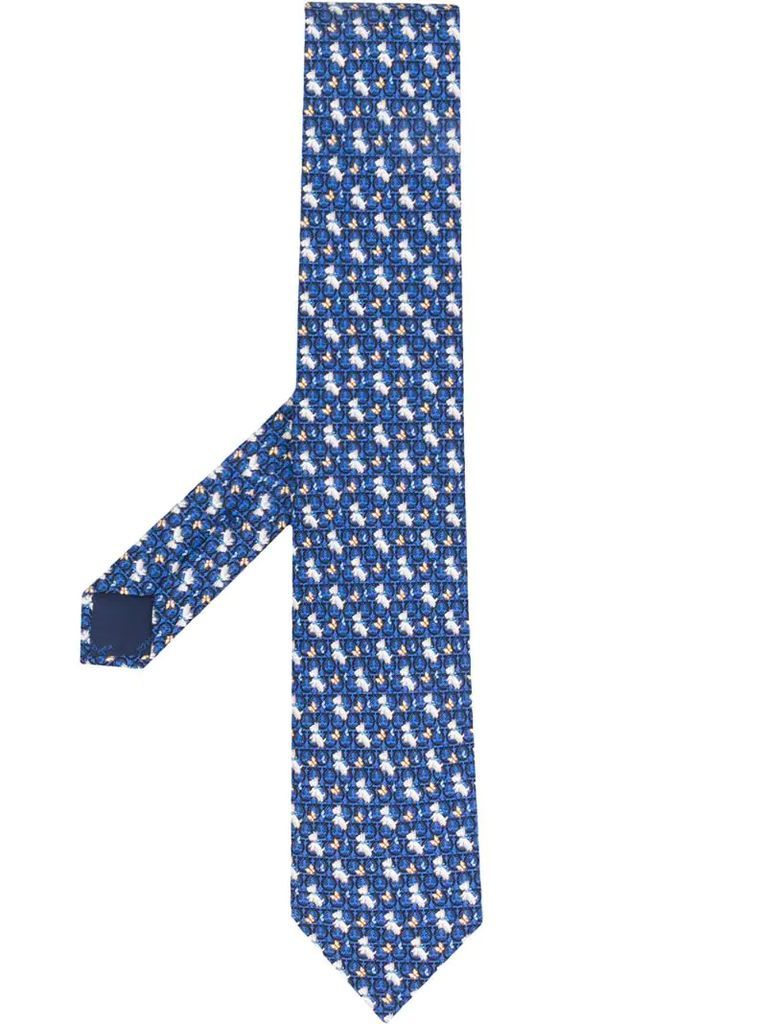 dog-print silk tie