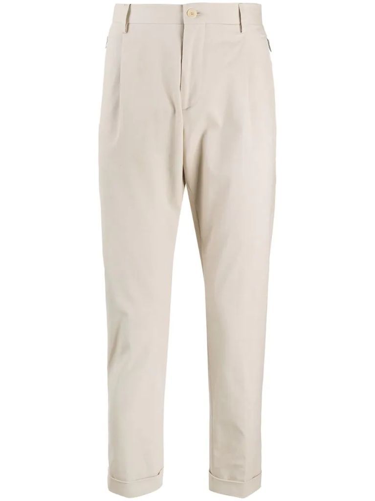 zip-pocket tapered trousers