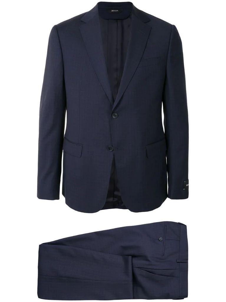 check-weave two-piece suit
