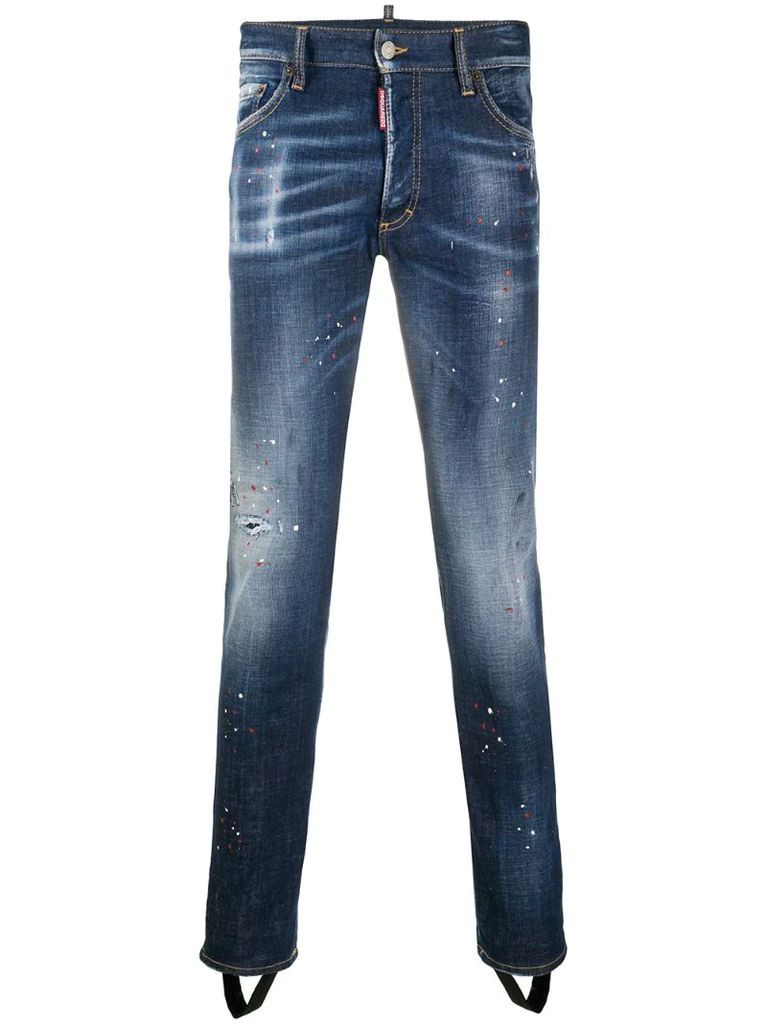 distressed stirrup jeans