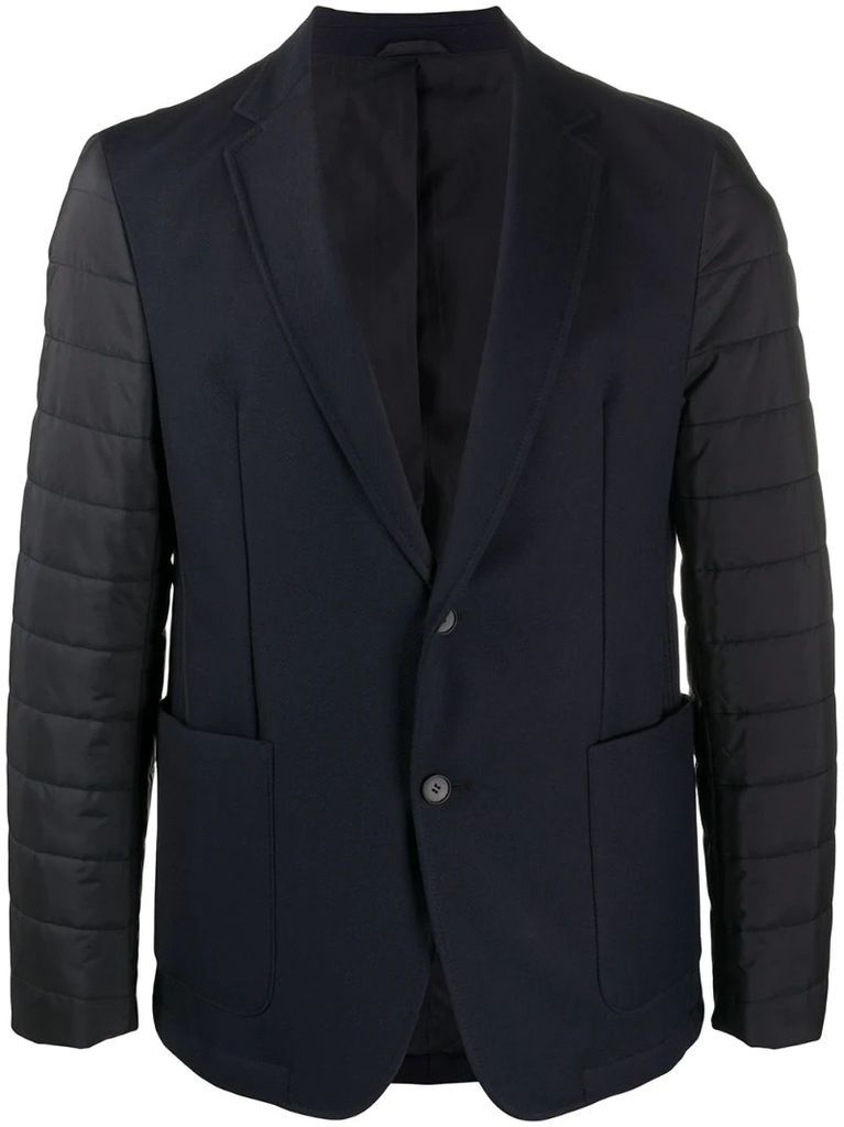 single-breasted blazer with padded sleeves