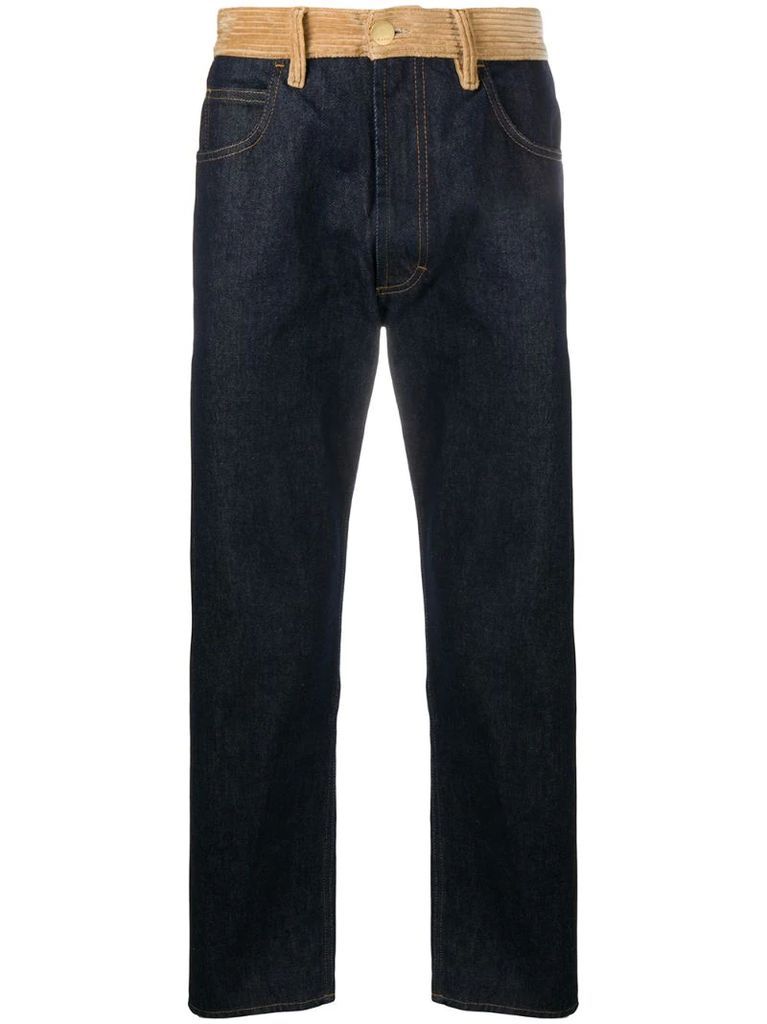 corduroy-panelled jeans