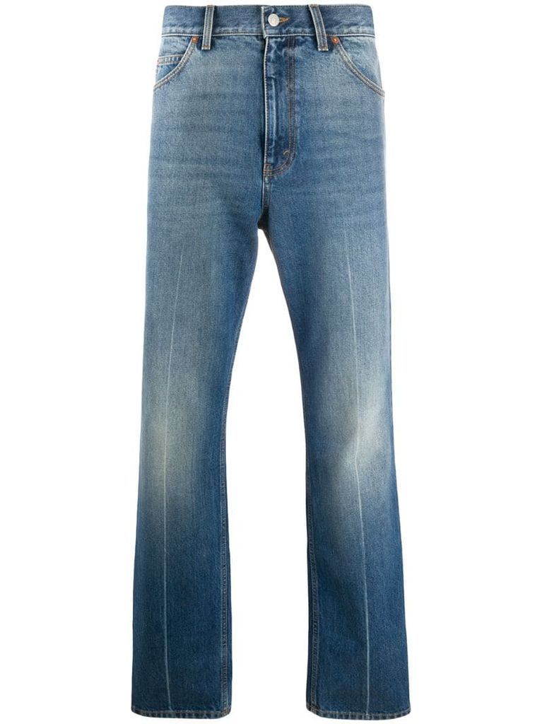 distressed straight-leg jeans