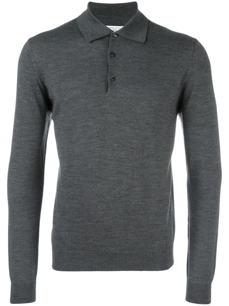 long sleeved knitted polo shirt