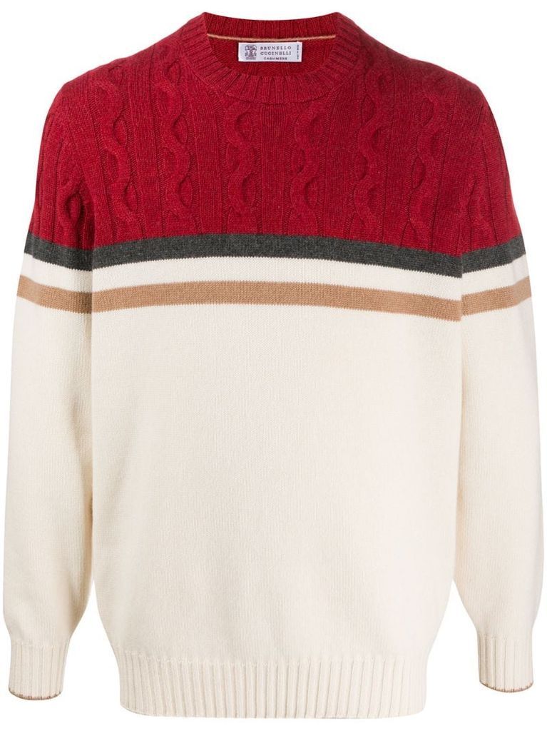 colour-block cashmere jumper