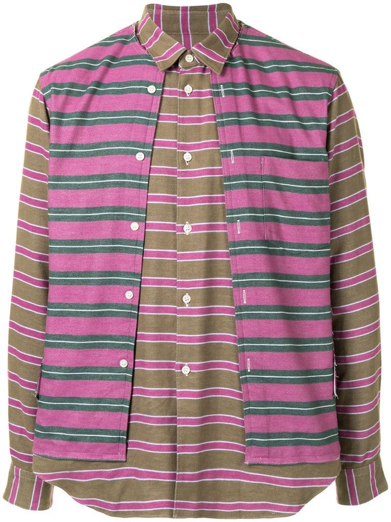 multi-panel horizontal-stripe shirt
