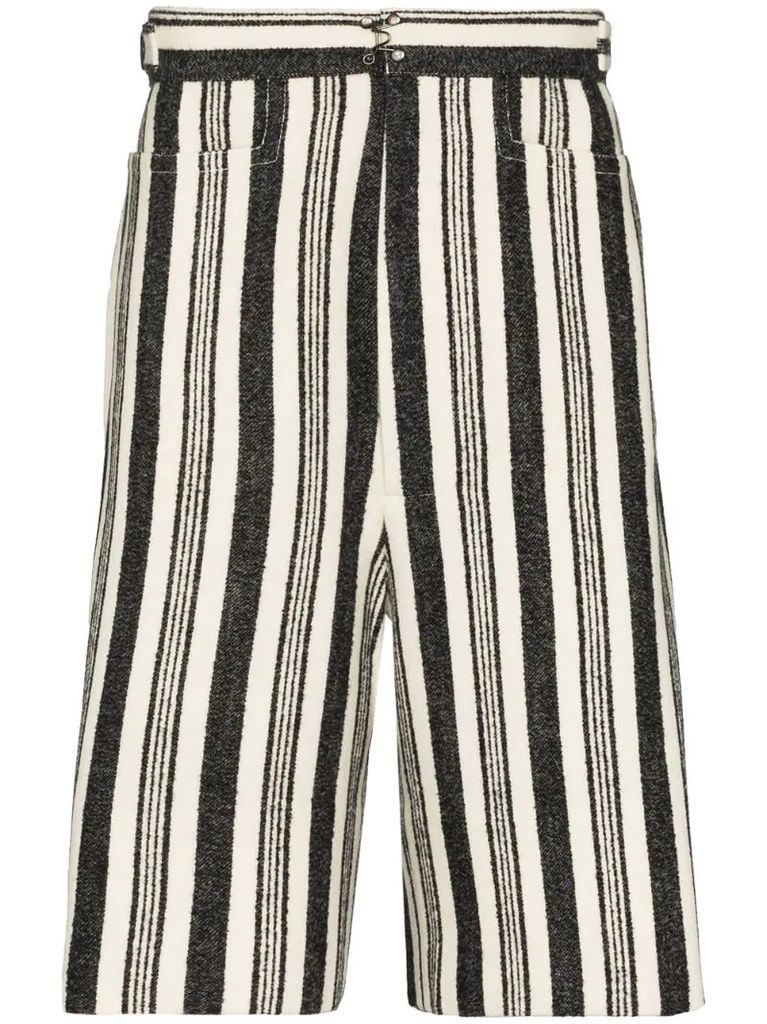 stripe-pattern Bermuda shorts