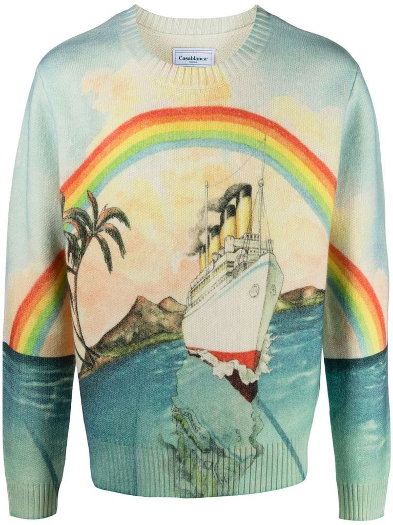 Rainbow print jumper