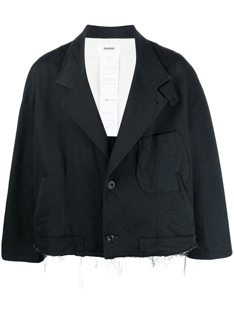 raw-cut buttoned jacket
