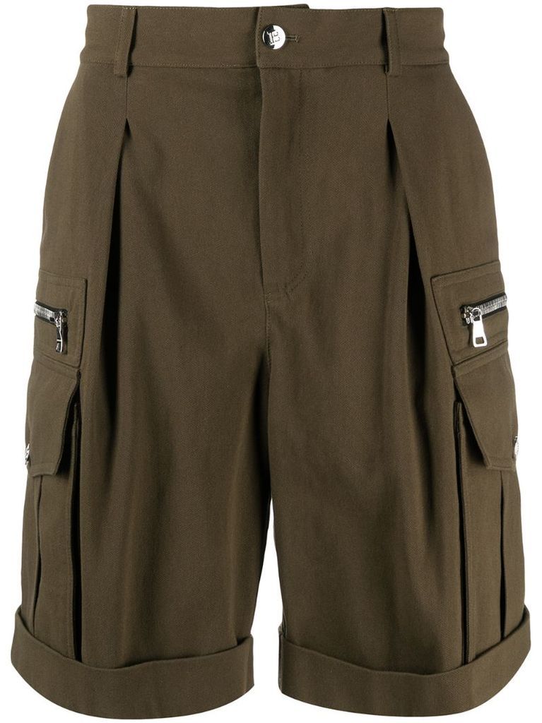 zip-detail knee-length shorts