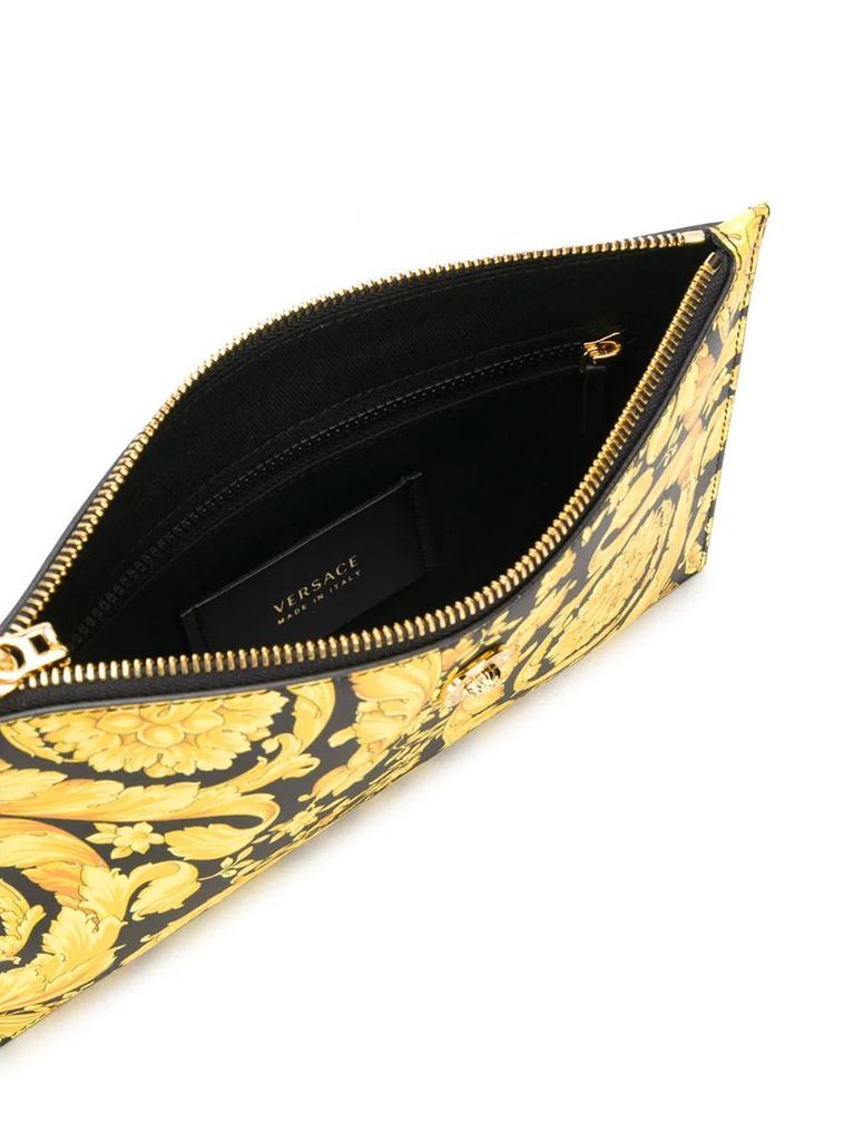 Barocco-print leather pouch bag
