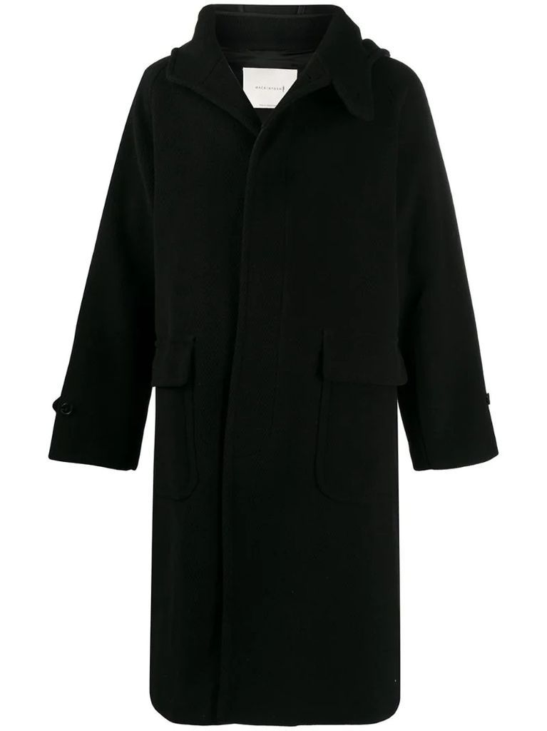 hooded mid-length coat