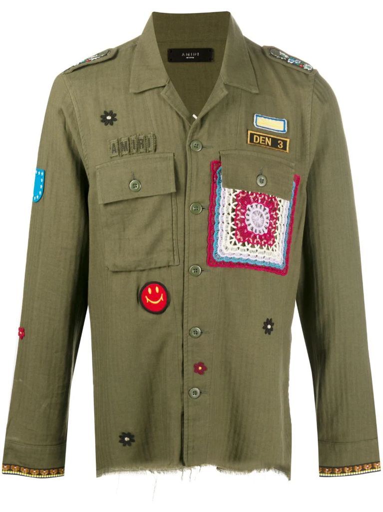 patch-embellished military shirt