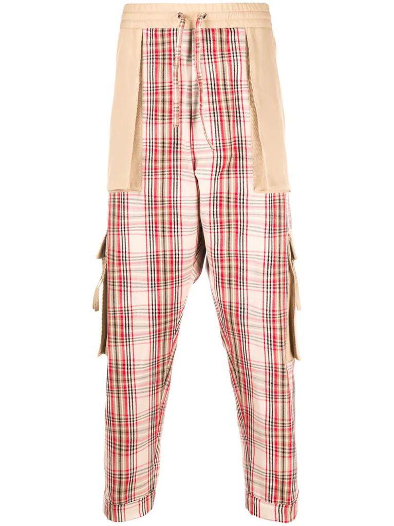 checked large pocket trousers