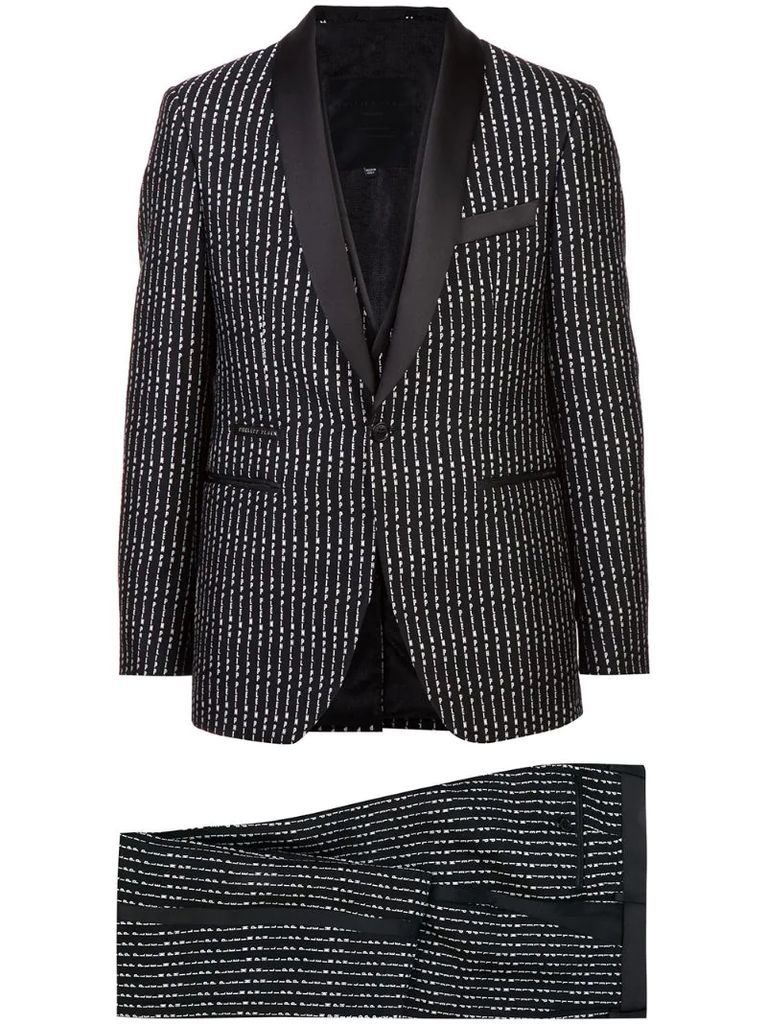 three-piece pinstriped suit