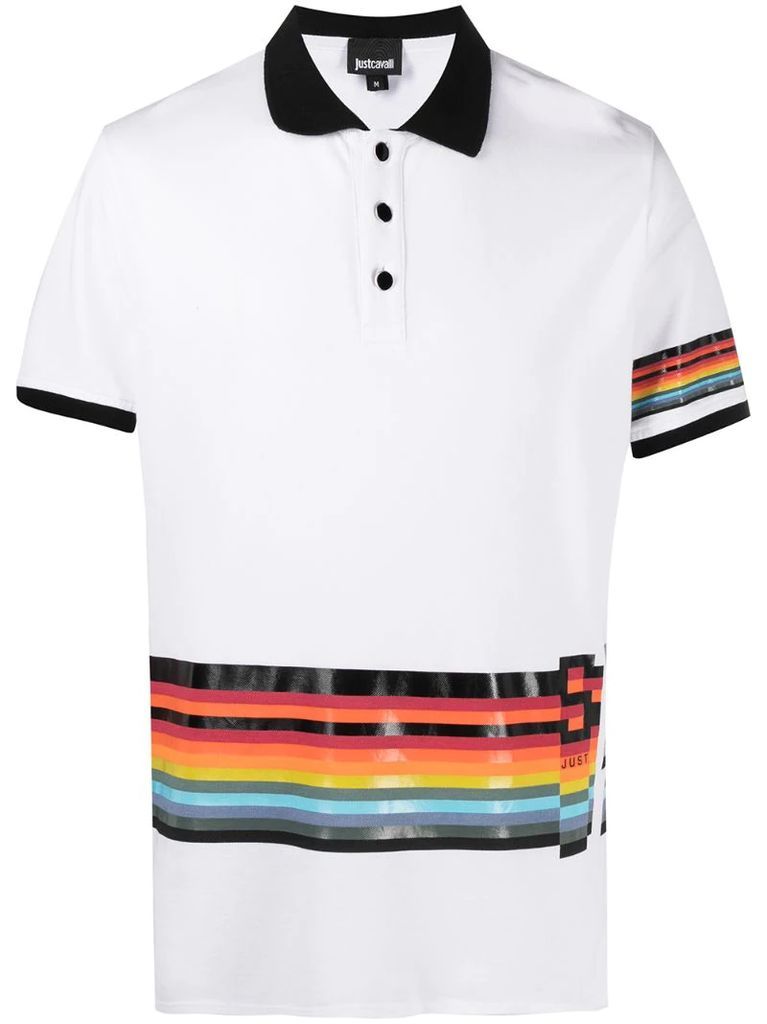striped detail polo shirt
