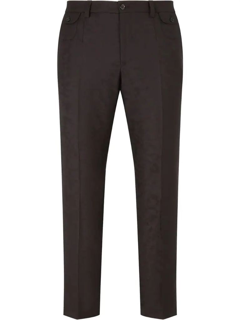 jacquard-pattern cropped trousers