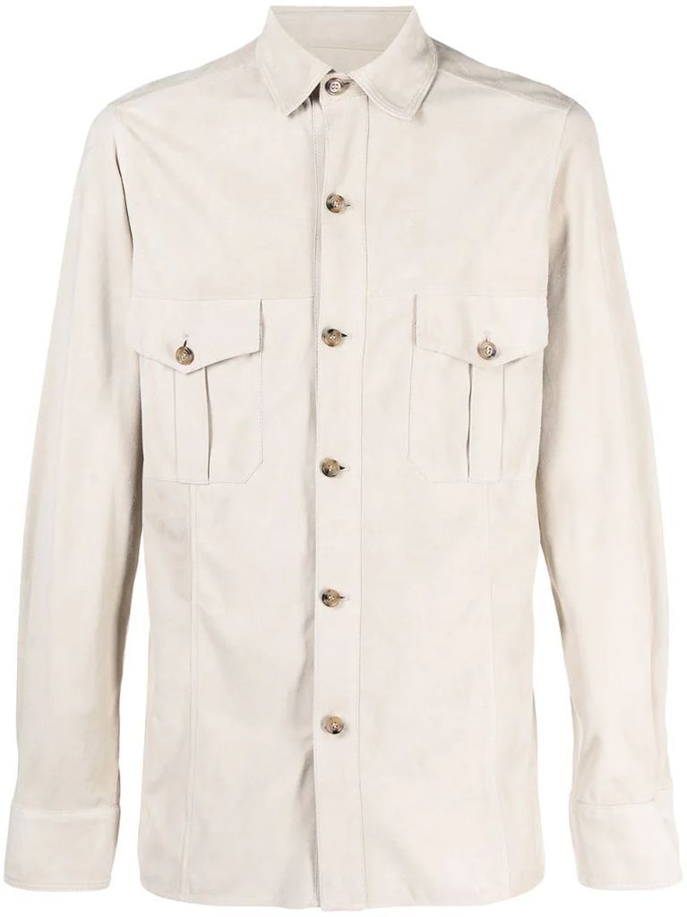 suede long-sleeved shirt