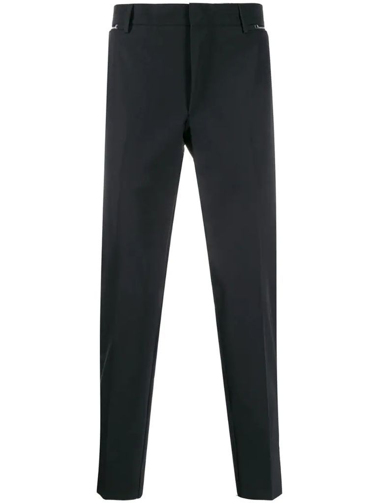 zip detail tailored trousers