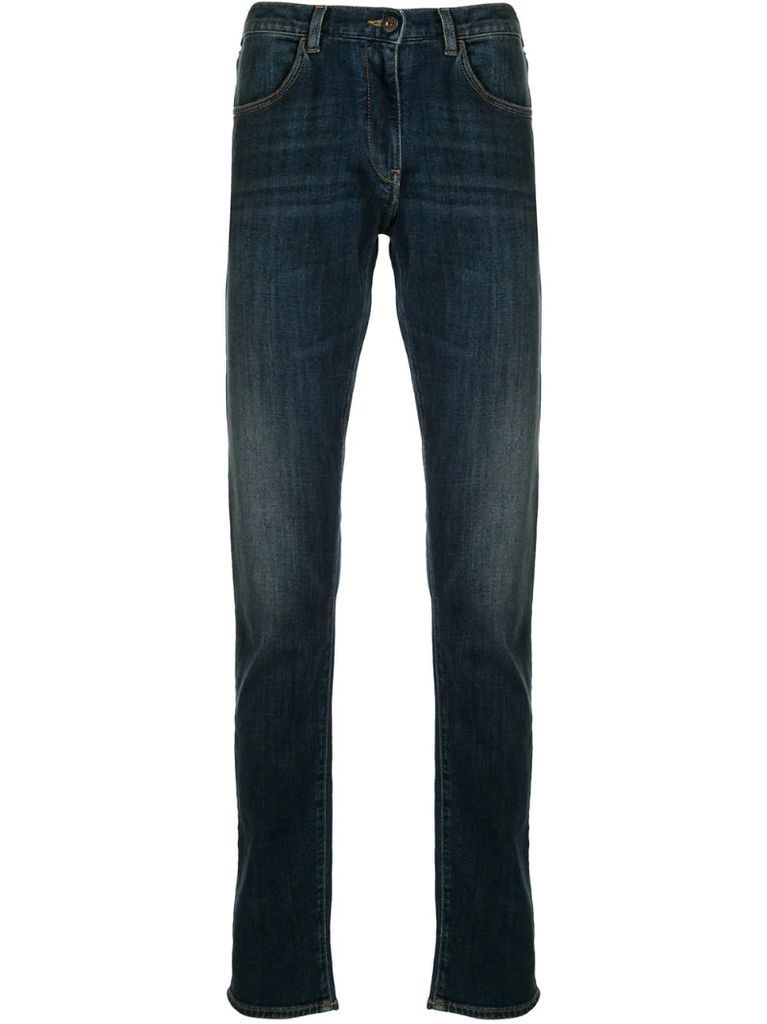 faded straight-leg jeans