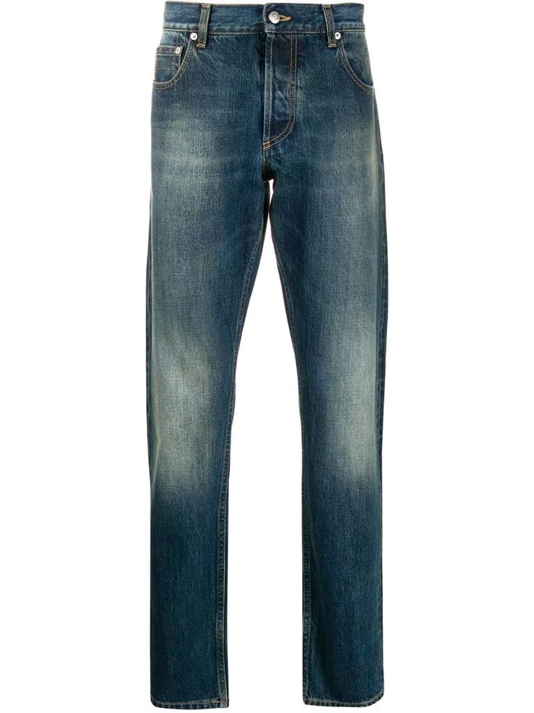 faded-effect straight jeans