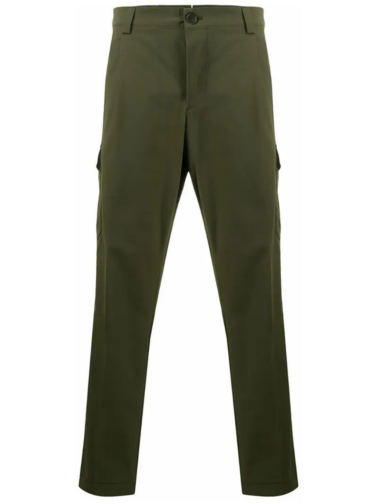 cropped darted cargo trousers