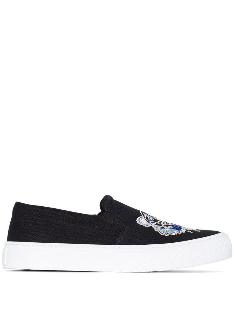 Tiger embroidered motif slip-on sneakers