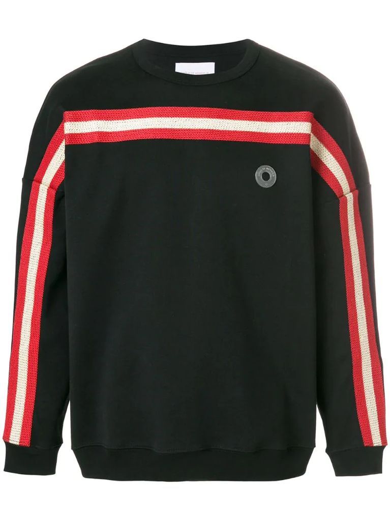 striped logo sweater