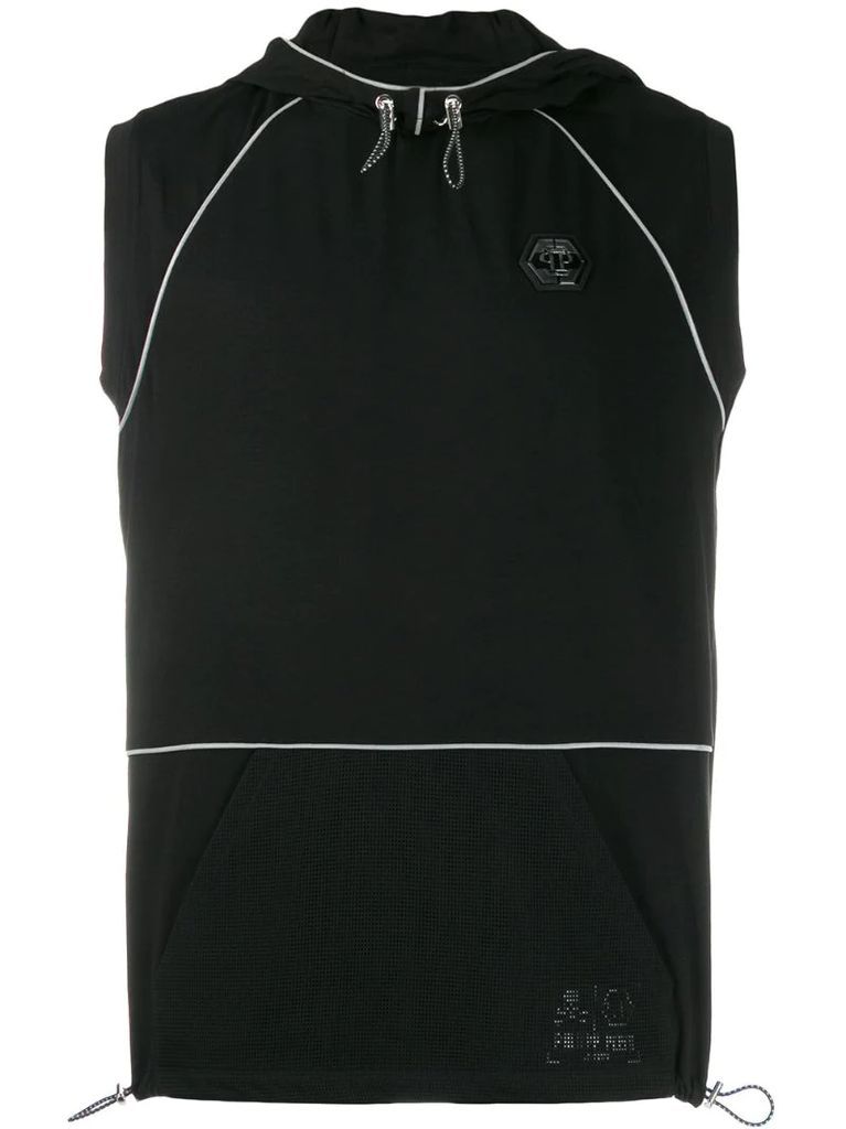 sleeveless logo hoodie