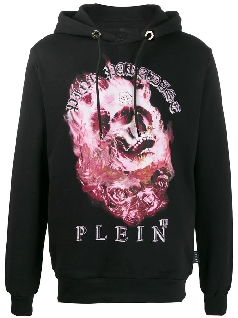 Pink Paradise skull print hoodie