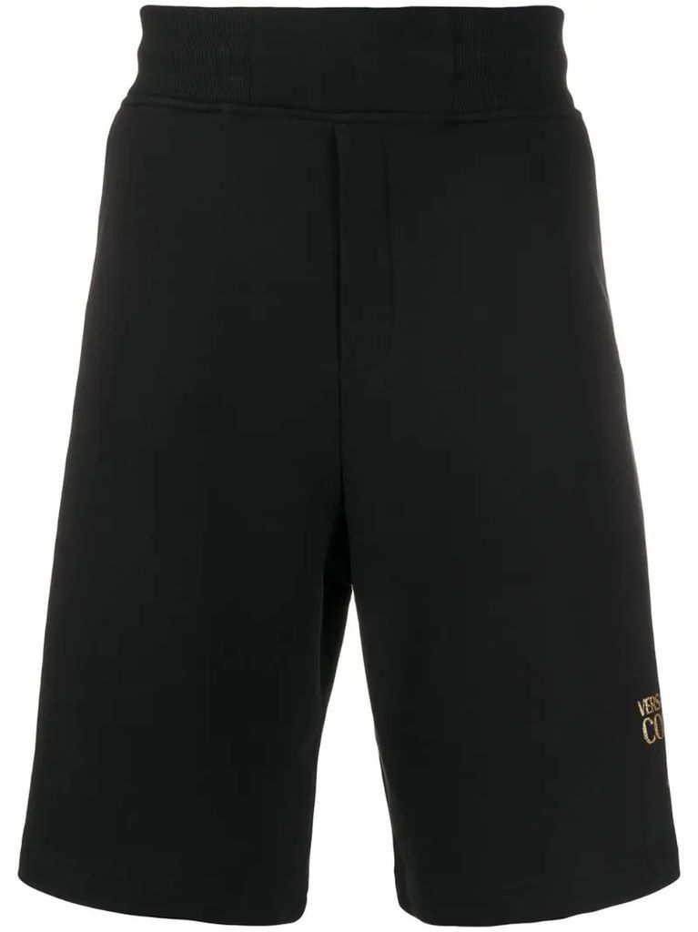 knee length glitter logo shorts