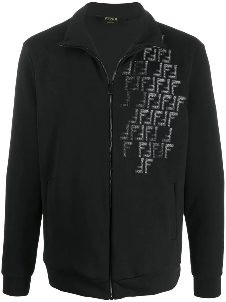 FF-embroidered zip sweatshirt