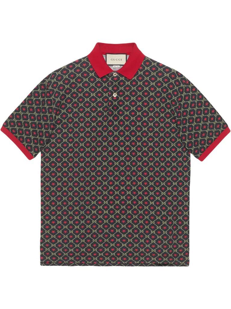 Oversize polo with GG star print