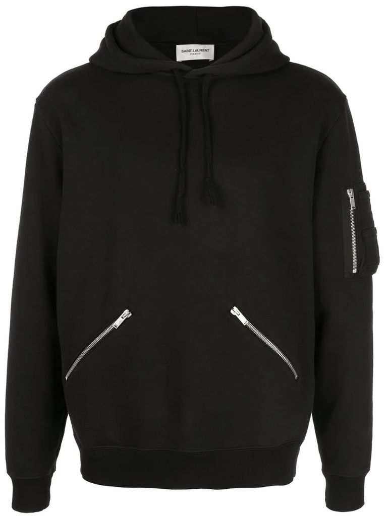 zip detail hoodie