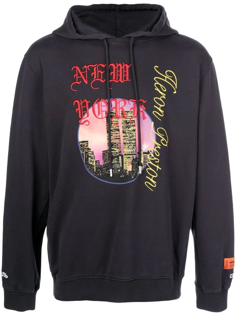 drawstring embroidered NYC hoodie