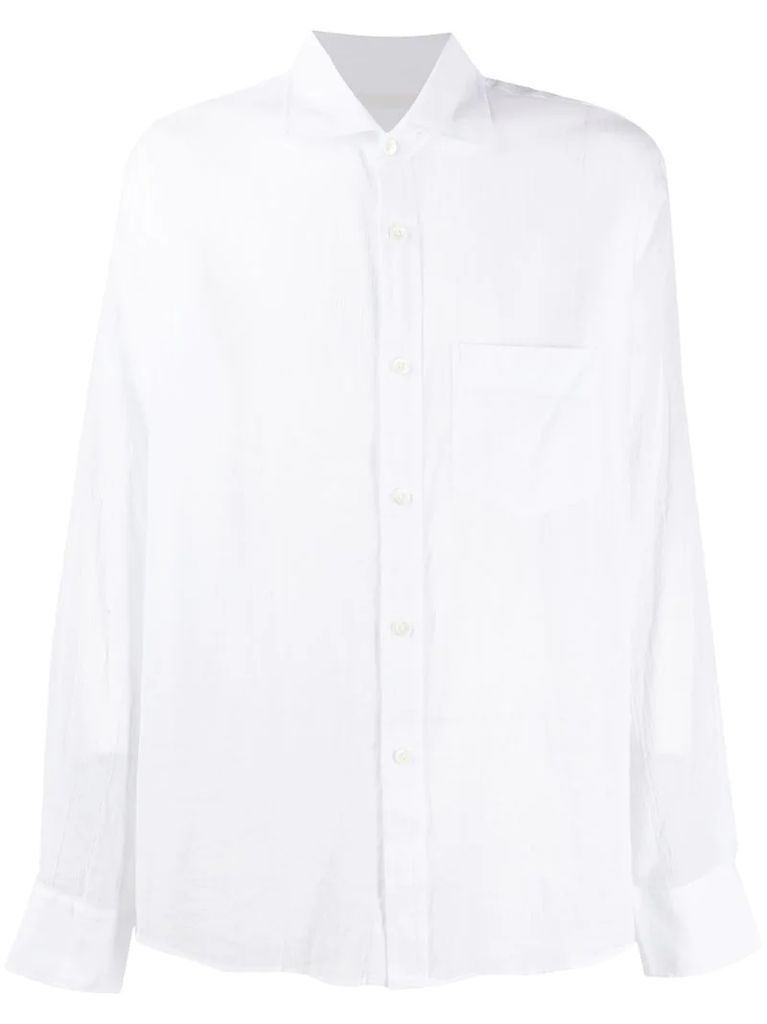 cutaway-collar cotton shirt