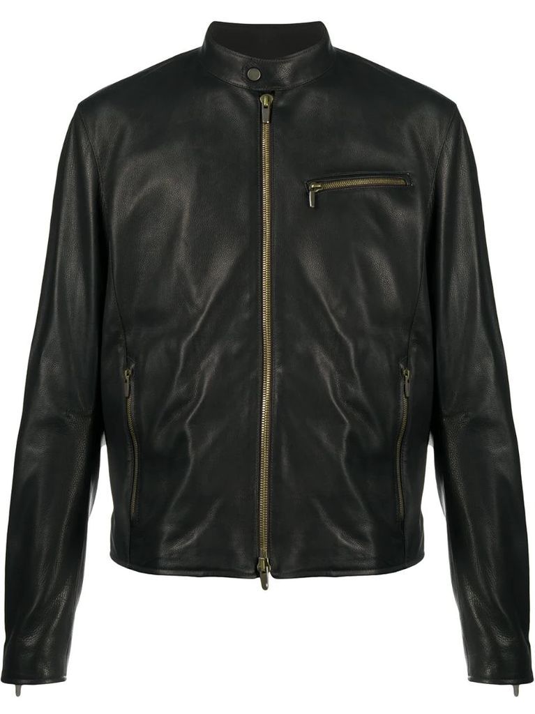 structured leather jacket