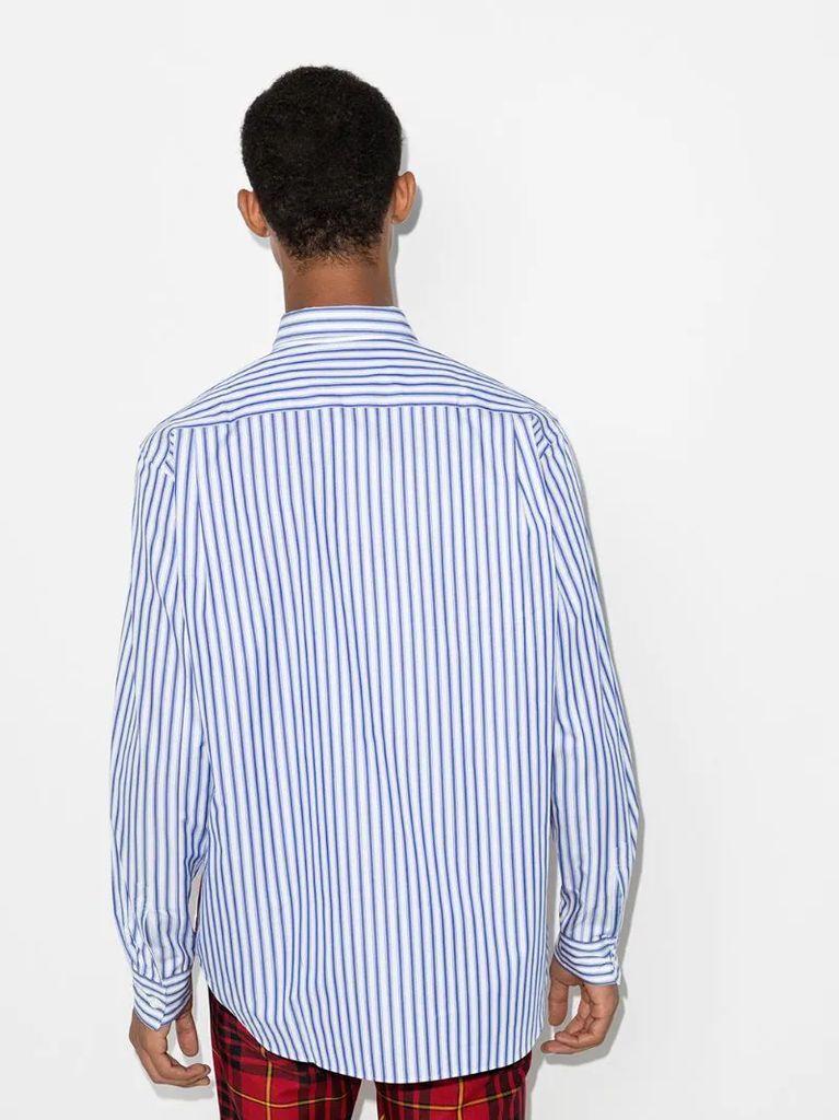 striped tartan panel shirt