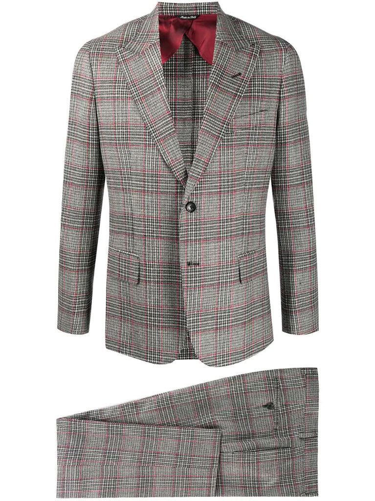 checkered single-breasted suit
