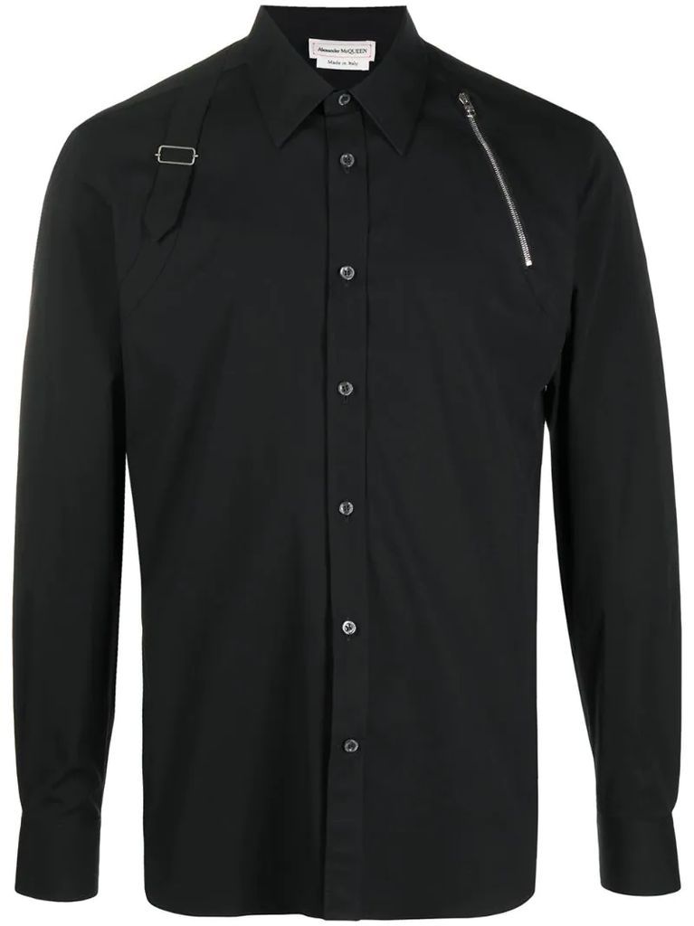 zip-detail long-sleeved shirt