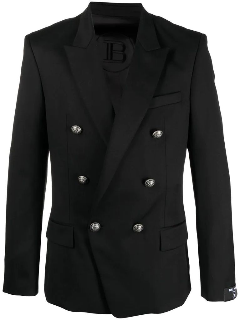double-breasted blazer with embossed buttons